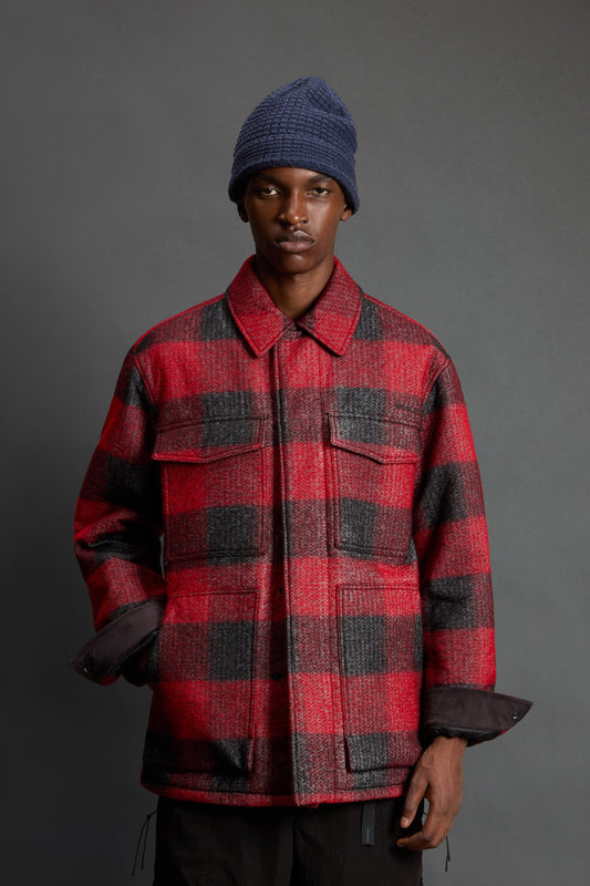 Overshirt in Italian Wool Blend with Checked Pattern by Todd Snyder