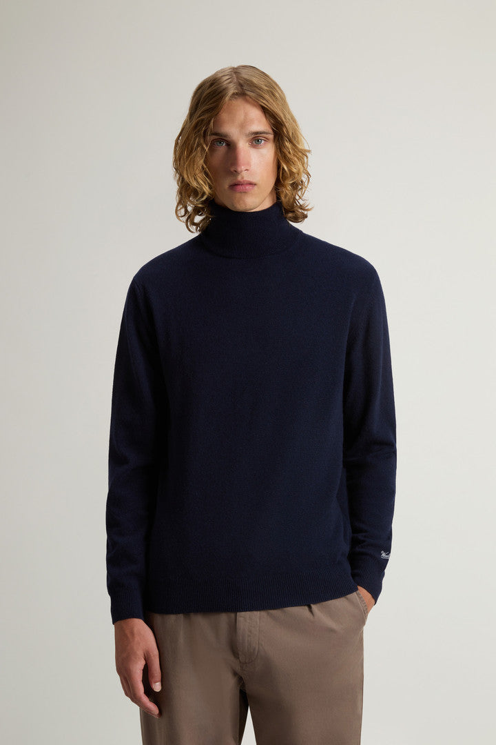 Pure Lambswool Turtleneck Sweater Melton Blue
