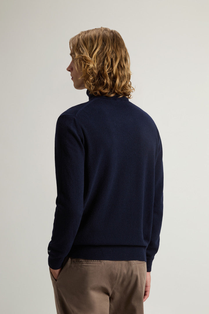 Pure Lambswool Turtleneck Sweater Melton Blue
