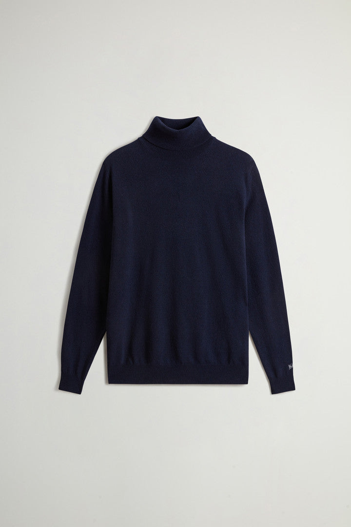 Pure Lambswool Turtleneck Sweater Melton Blue