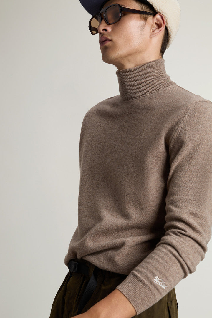 Pure Lambswool Turtleneck Sweater Mocha Meringue