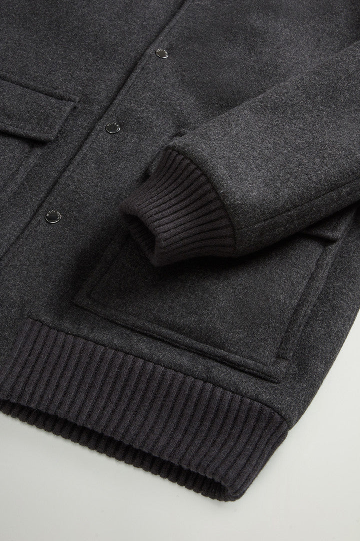 Miles Bomber Jacket in Wool Blend Dark Grey Melange