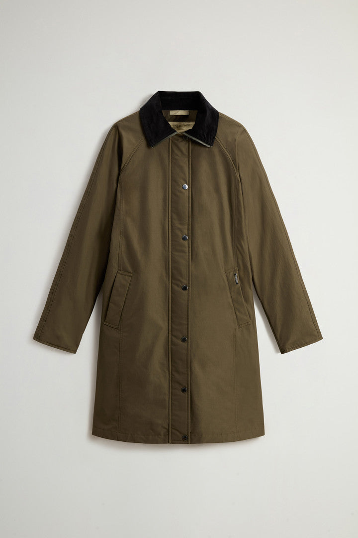 Ramar Cloth Coat with Corduroy Collar Dark Green