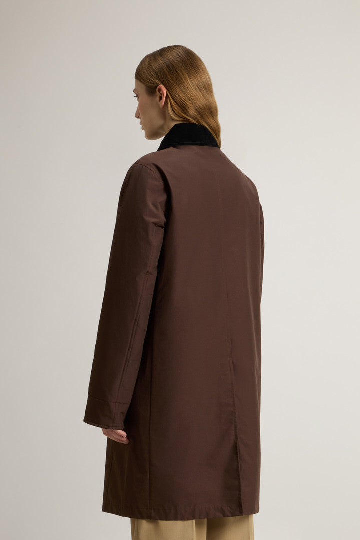 Ramar Cloth Coat with Corduroy Collar Soil Brown