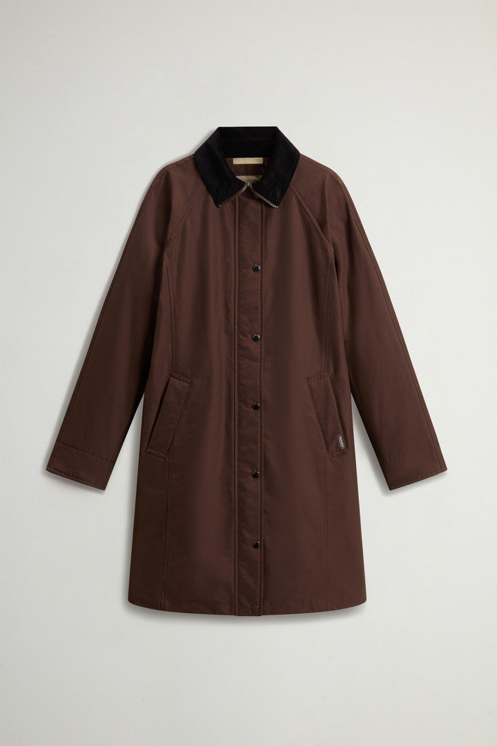 Ramar Cloth Coat with Corduroy Collar Soil Brown