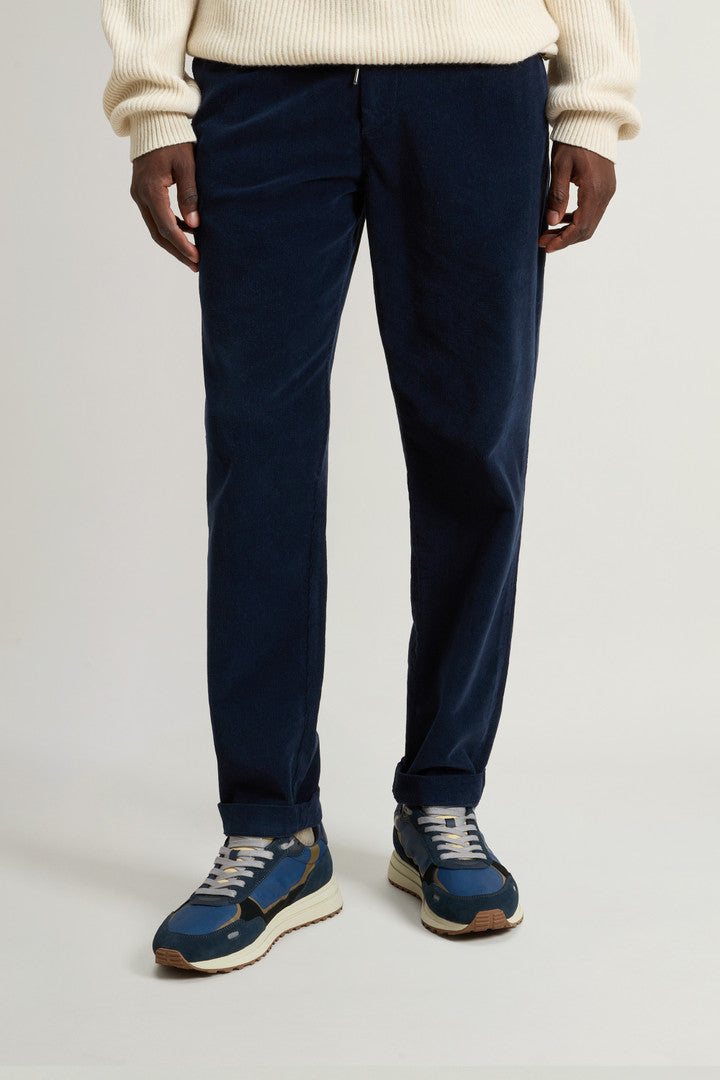 Retro Sneakers in Nylon with Leather Details Blu Blu